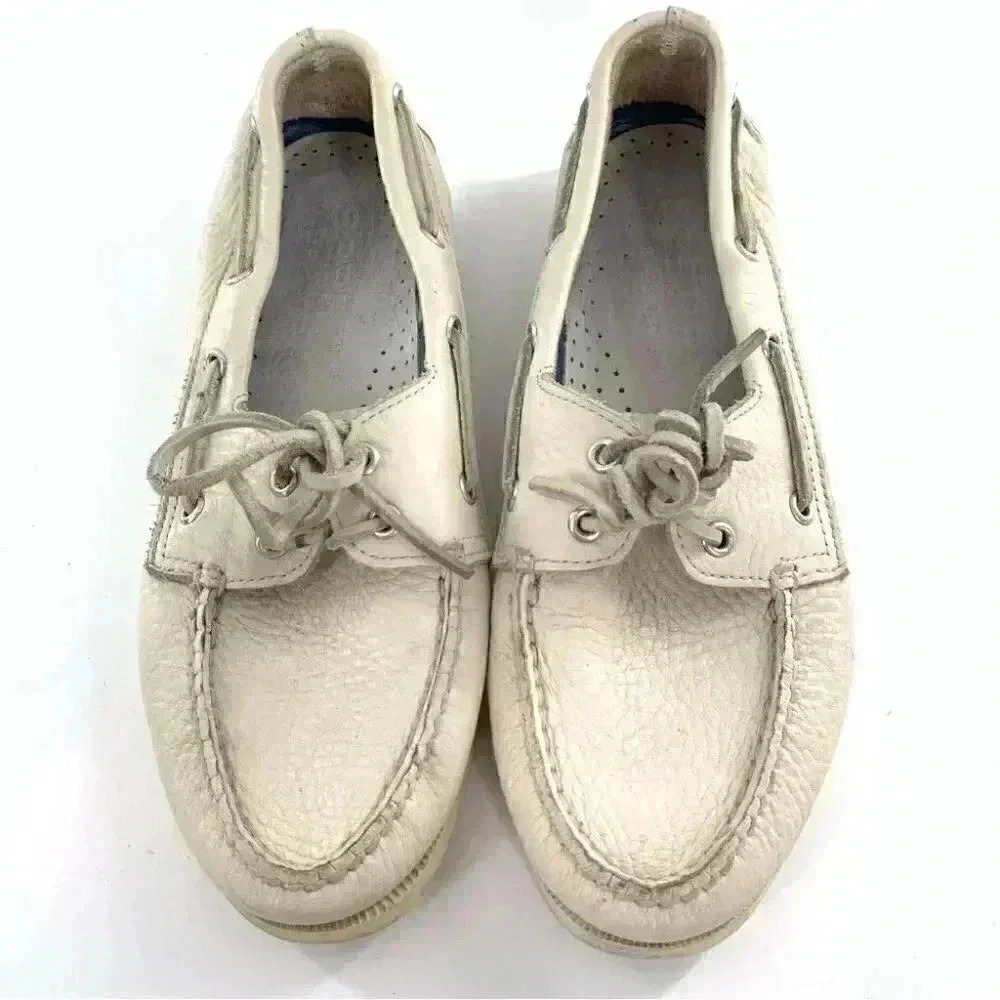 Sperry mens size 9 white leather lace up boat shoes - Picture 13 of 13